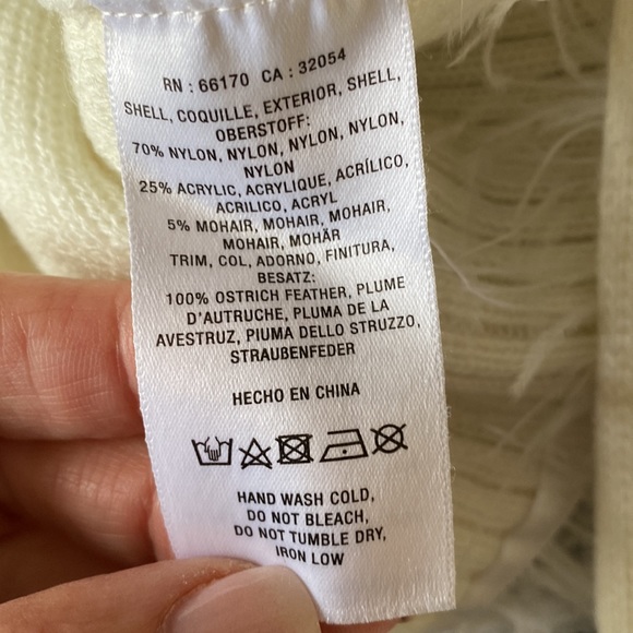 NWOT Anthropologie super cute cream crewneck sweater with feather trim - Picture 5 of 5